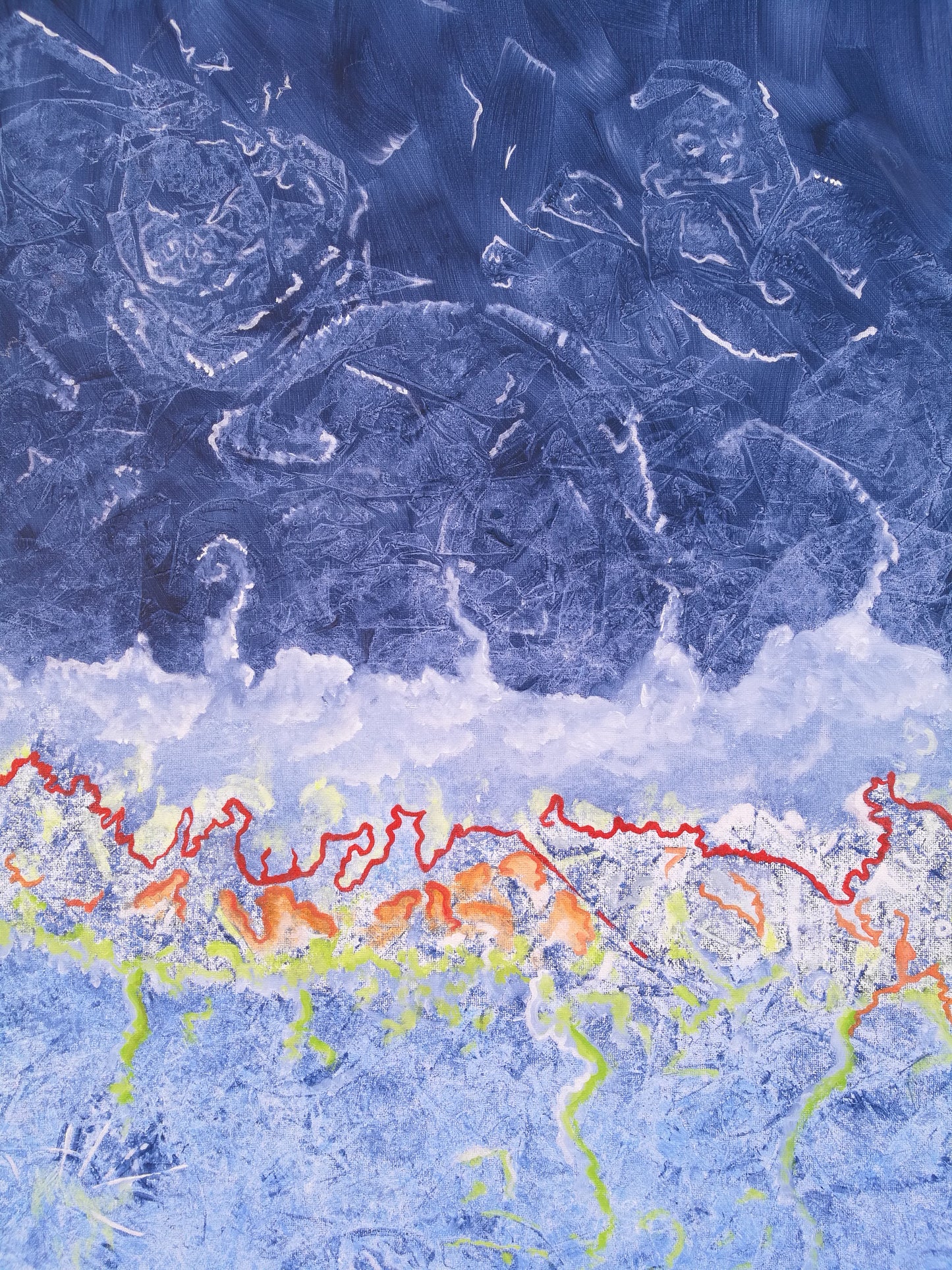 Filo Rosso,     linea di confine                      cm. 70 x 70 x 2