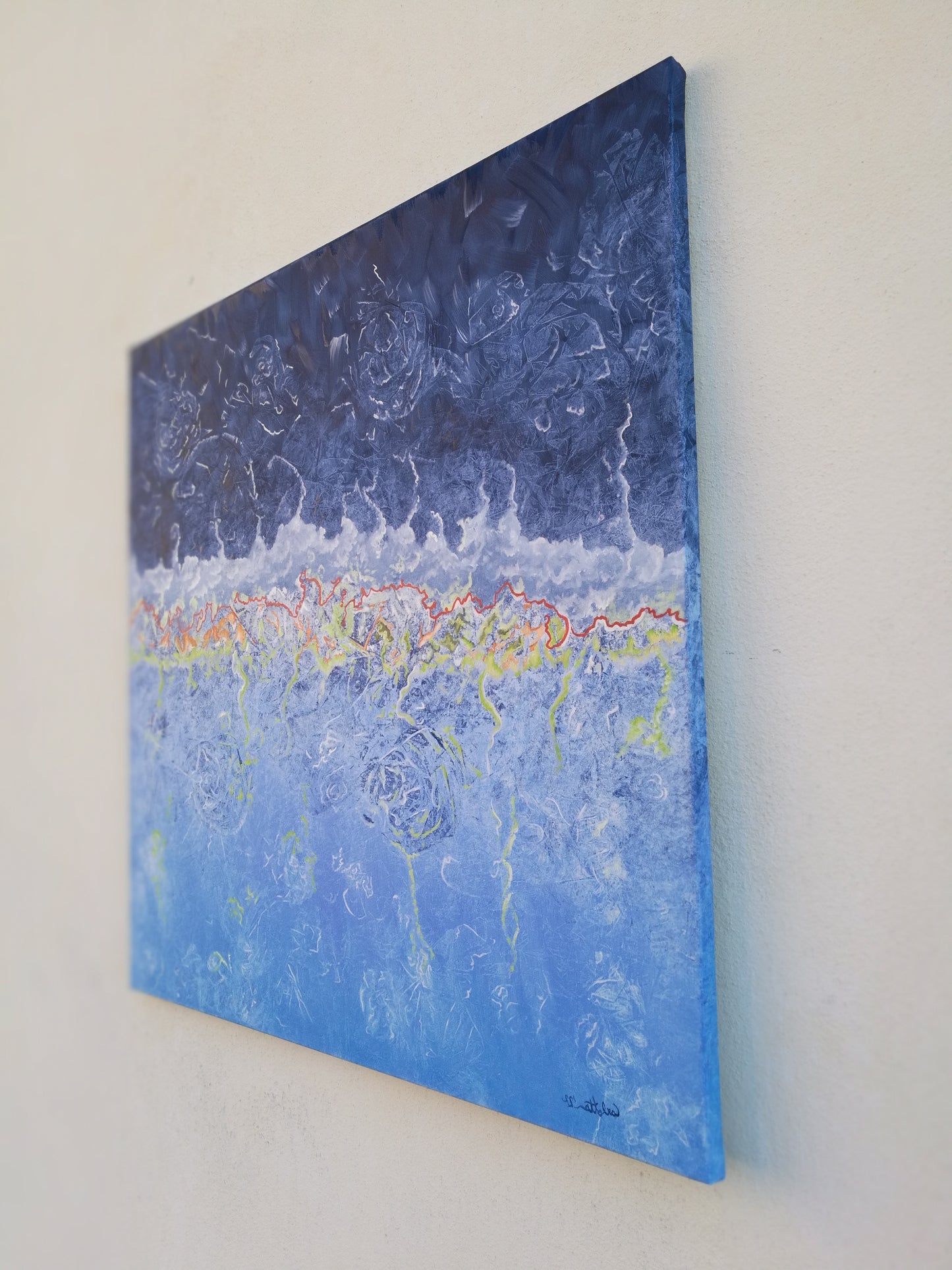 Filo Rosso,     linea di confine                      cm. 70 x 70 x 2